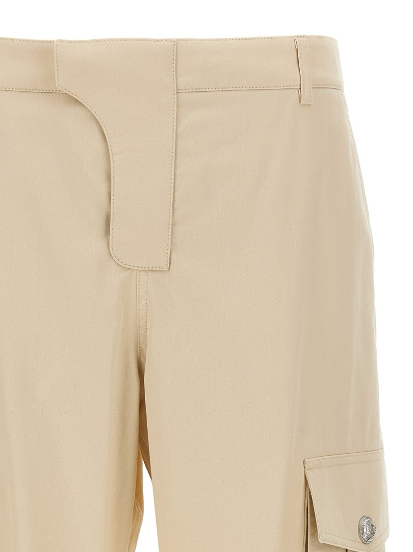 Balmain Cargo Crop Pants With Metal Coin Buttons