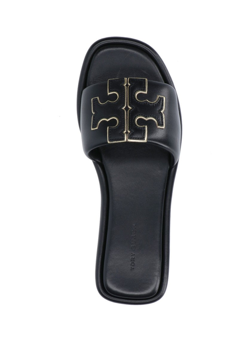 Tory Burch Double "T" Slide Sandals – Black