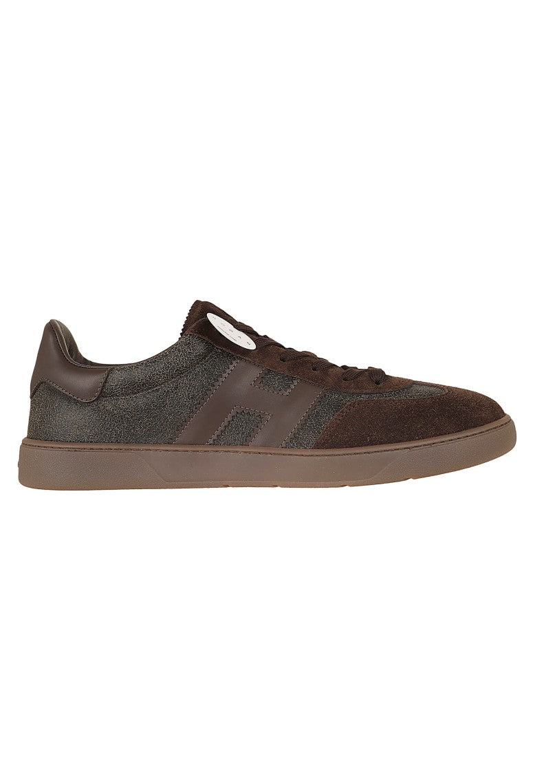 Hogan Dark Brown Micro-Textured Suede Cool Sneakers