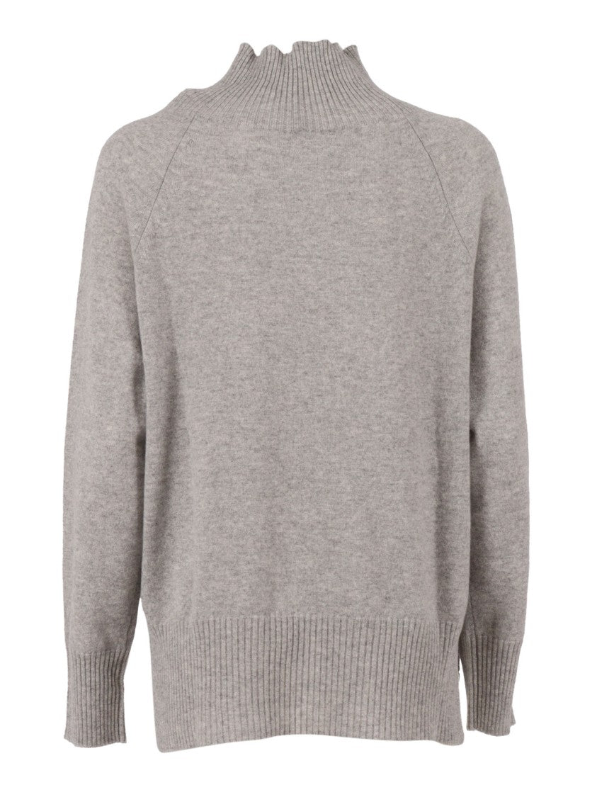 Kangra Cashmere Raglan Sleeve Sweater With High Collar