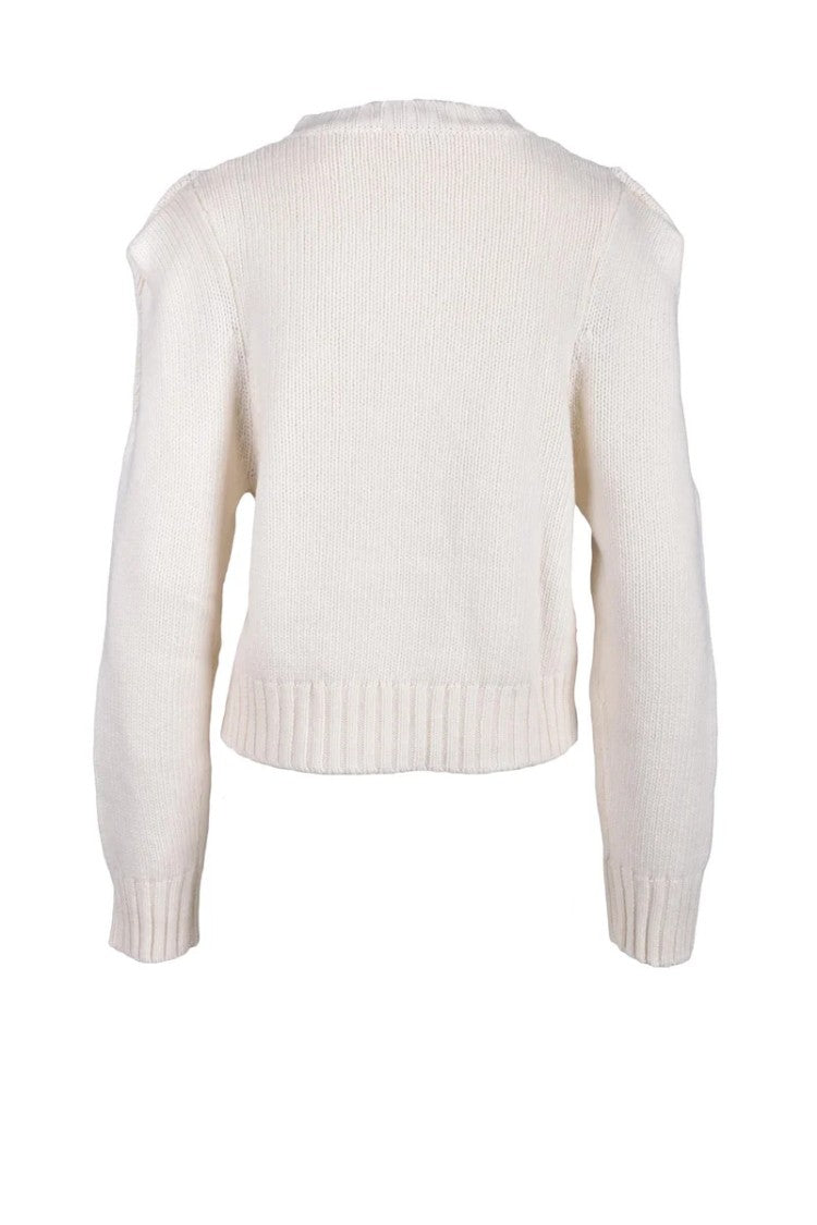 Weili Zheng White Crewneck Wool Sweater