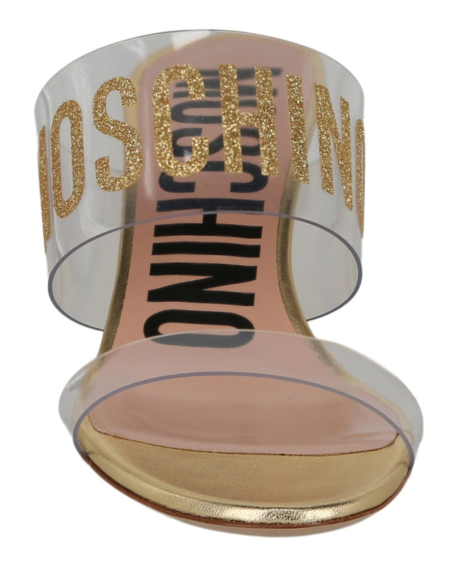 Moschino Glitter Logo Heel Sandals