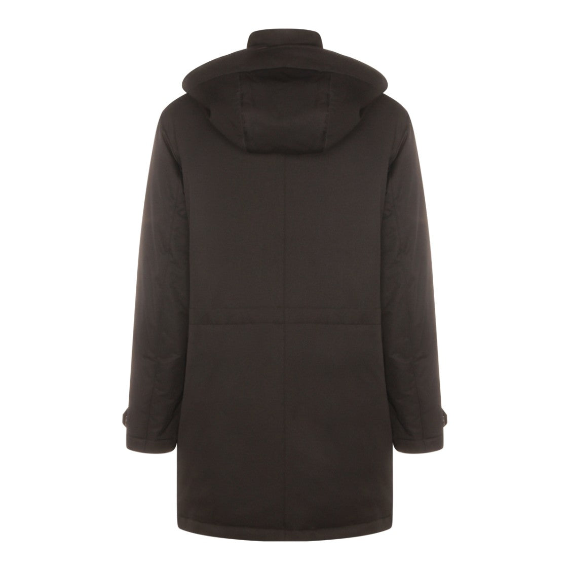 Zegna High Collar Black Coat With Hood