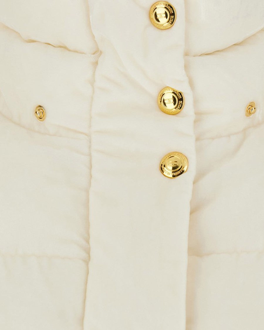 Elisabetta Franchi Milk Velvet Hooded Down Jacket