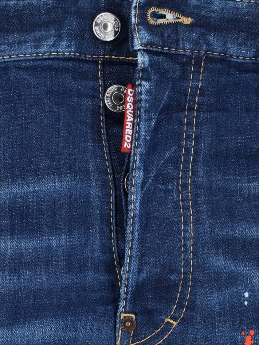 Dsquared2 Slim Fit Distressed Denim Pants With Artistic Accents