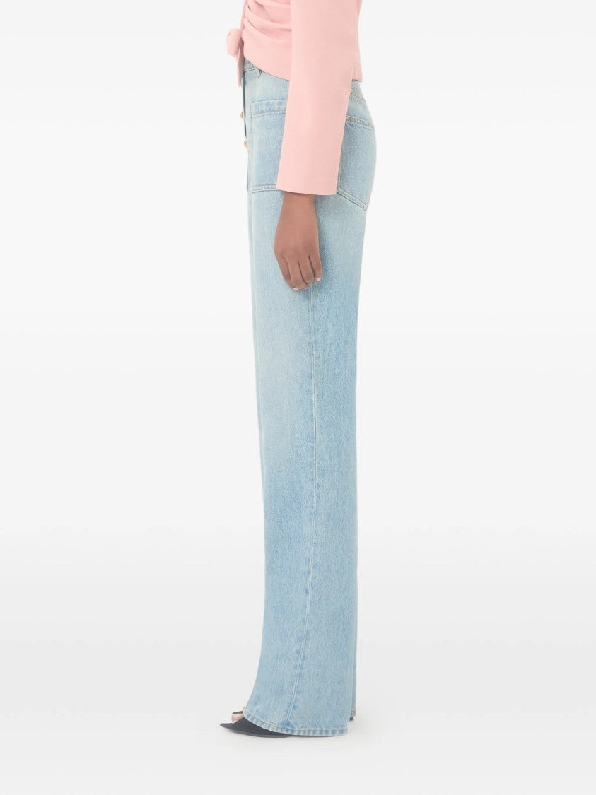 Valentino High-Waisted Straight-Leg Denim Pants