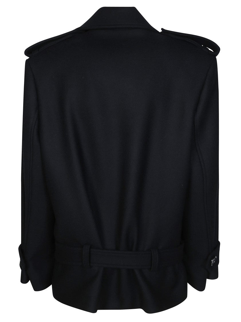 Pinko Tornado Double-Breasted Cropped Caban Coat
