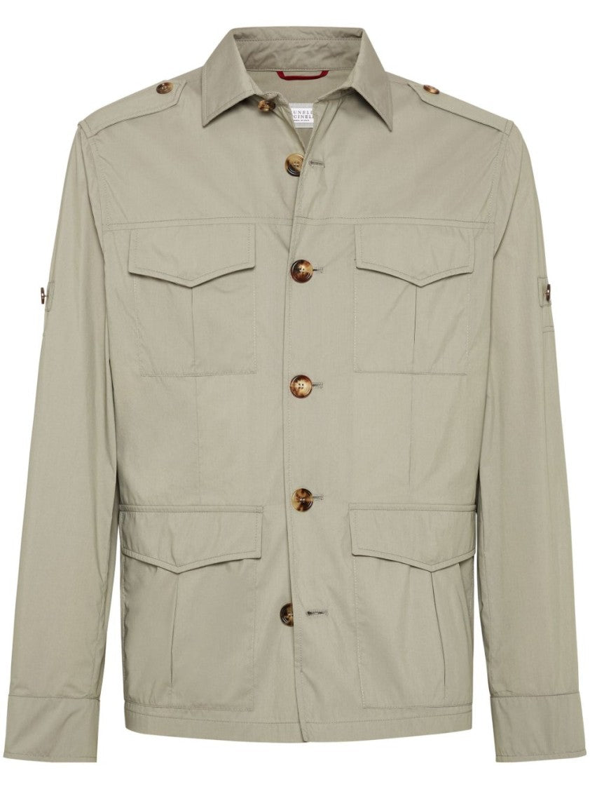 Brunello Cucinelli Waterproof Beige Techno Cotton Jacket
