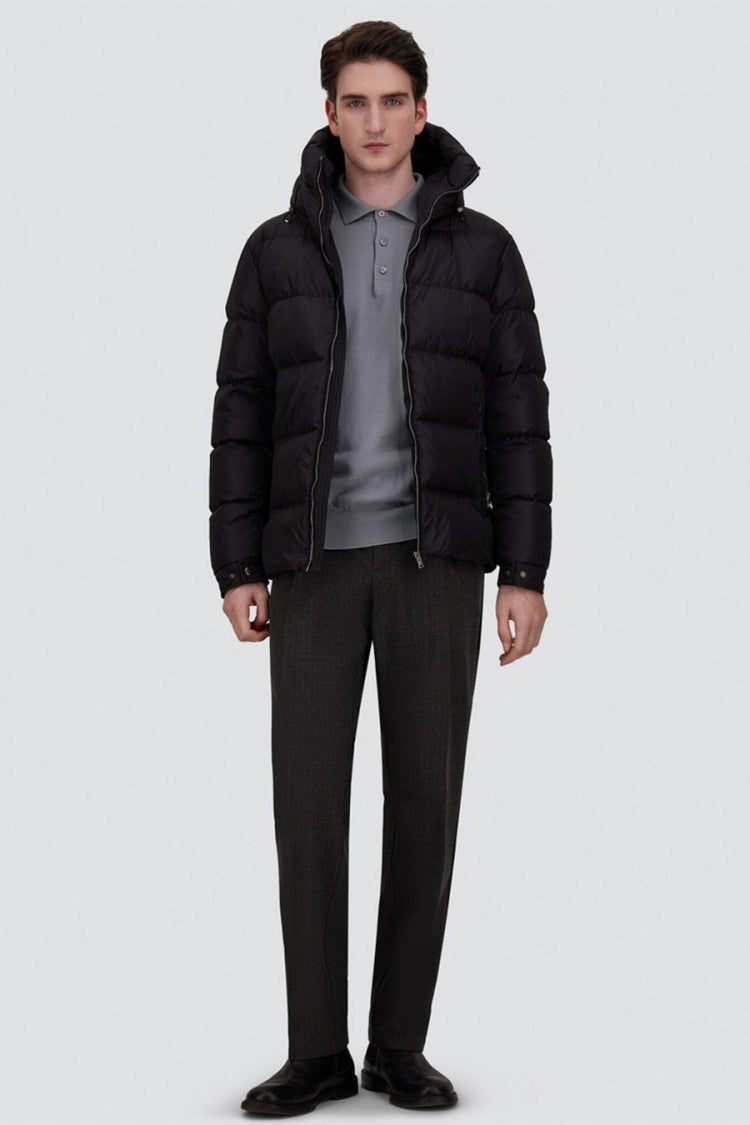 Herno Black Polyester Hooded Puffer Jacket