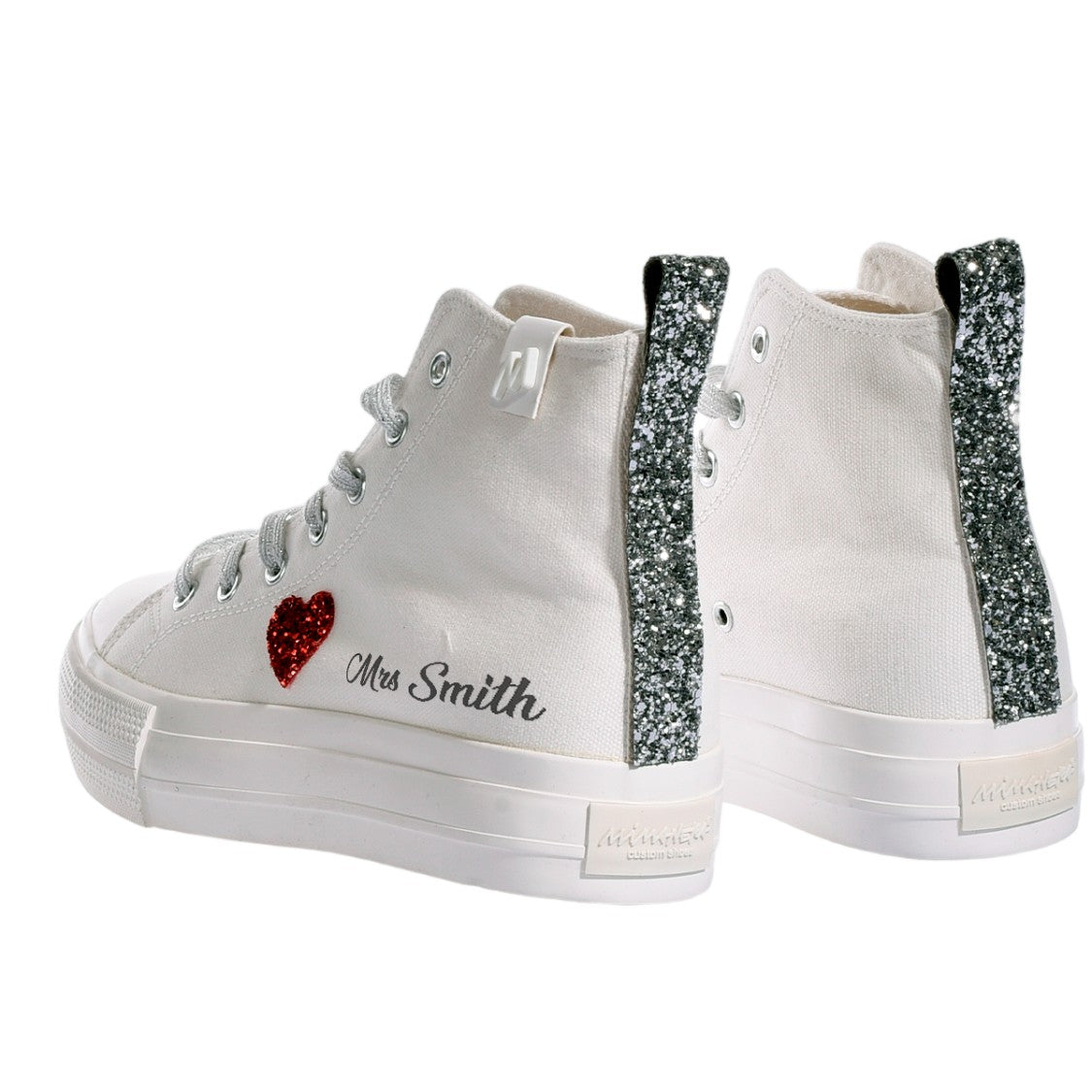 Mimanera White Wedding Personalized Handcrafted Platform Sneakers