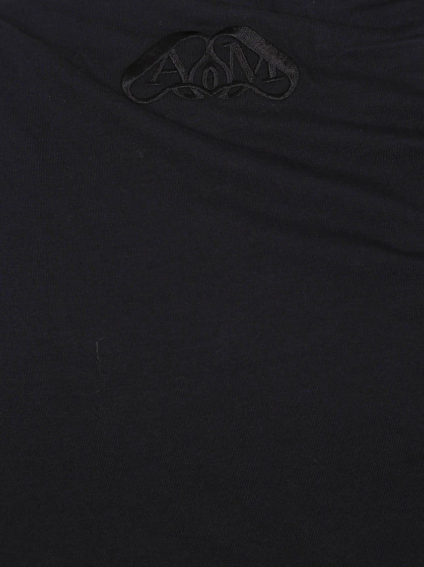 Alexander Mcqueen Asymmetrical Black Top With Knotted Neckline