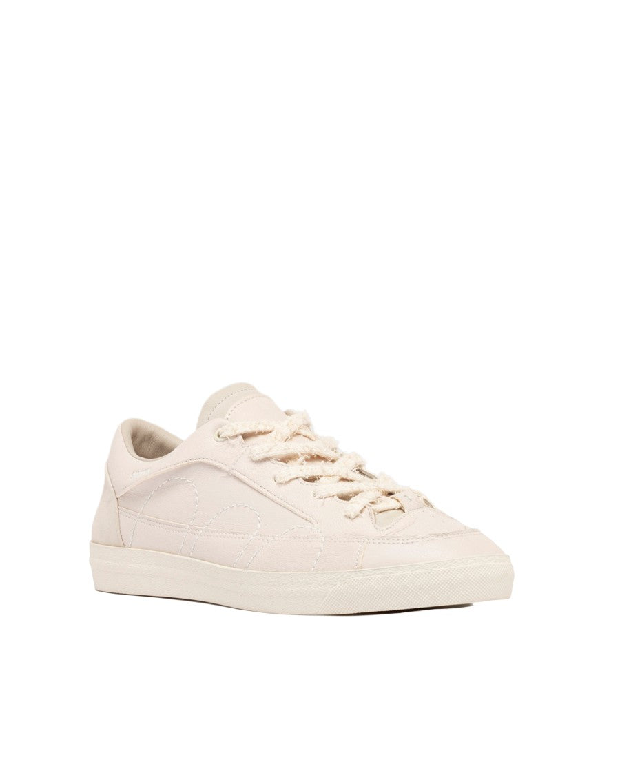 Santha Soft Ivory Love Cut Leather Low-Top Sneakers