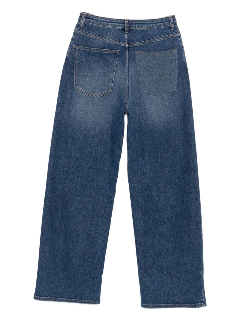 Fabiana Filippi Classic Blue Wide-Leg Jeans With Traditional Design Elements
