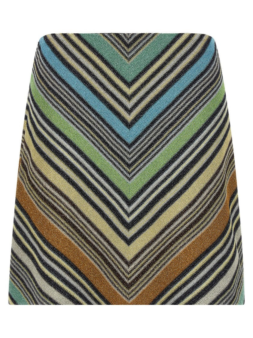 Missoni Geometric Pattern Lamé Viscose Mini Skirt