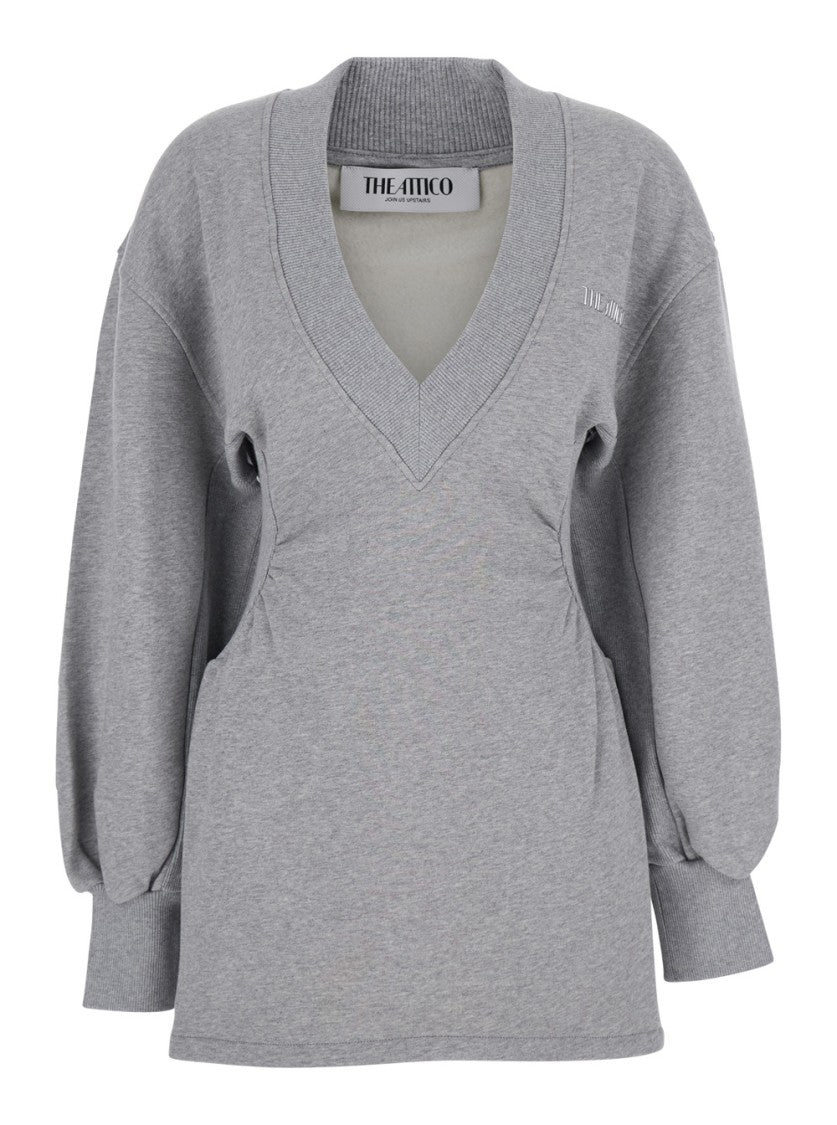 The Attico Grey Mini Dress With V Neck