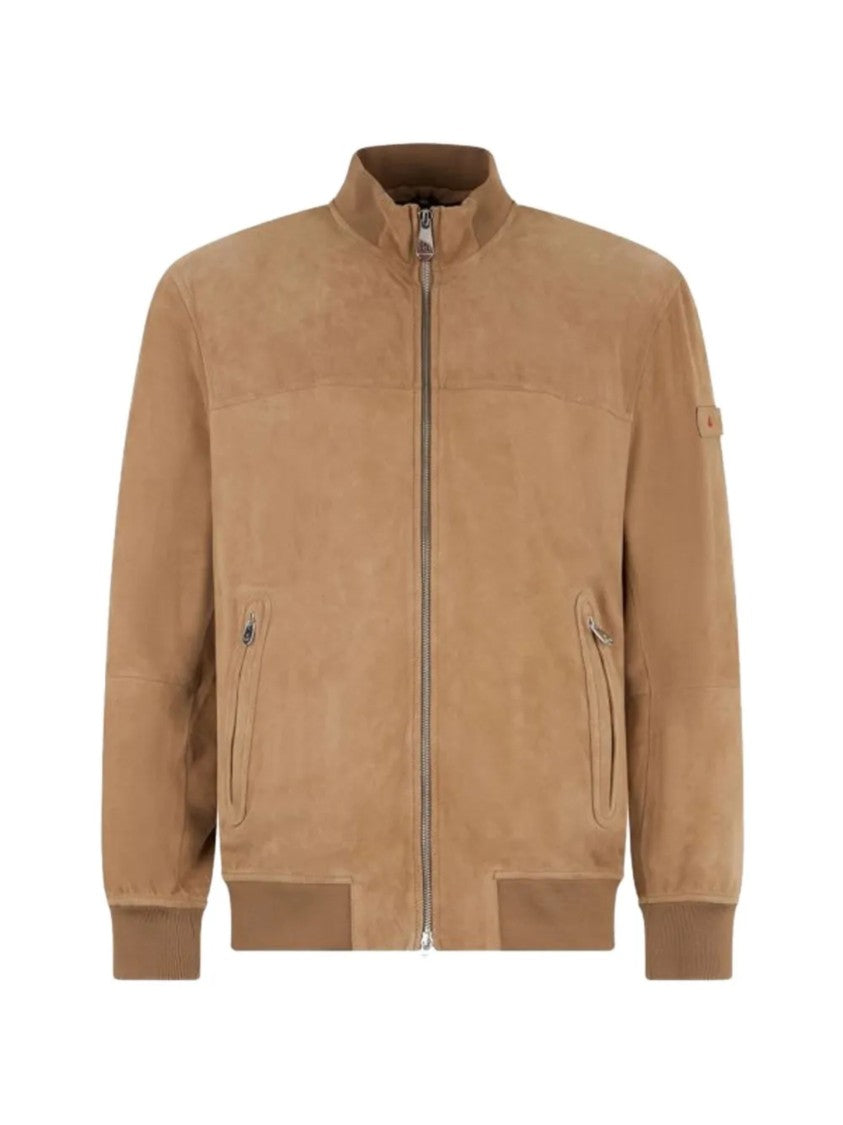 Peuterey Tan Leather Ribbed Jacket