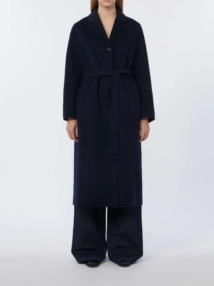 Max Mara Blue Dama Long Tailored Wool Coat