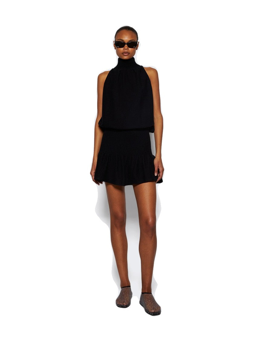 Alexander Wang Ruched Turtleneck Halter Dress Black