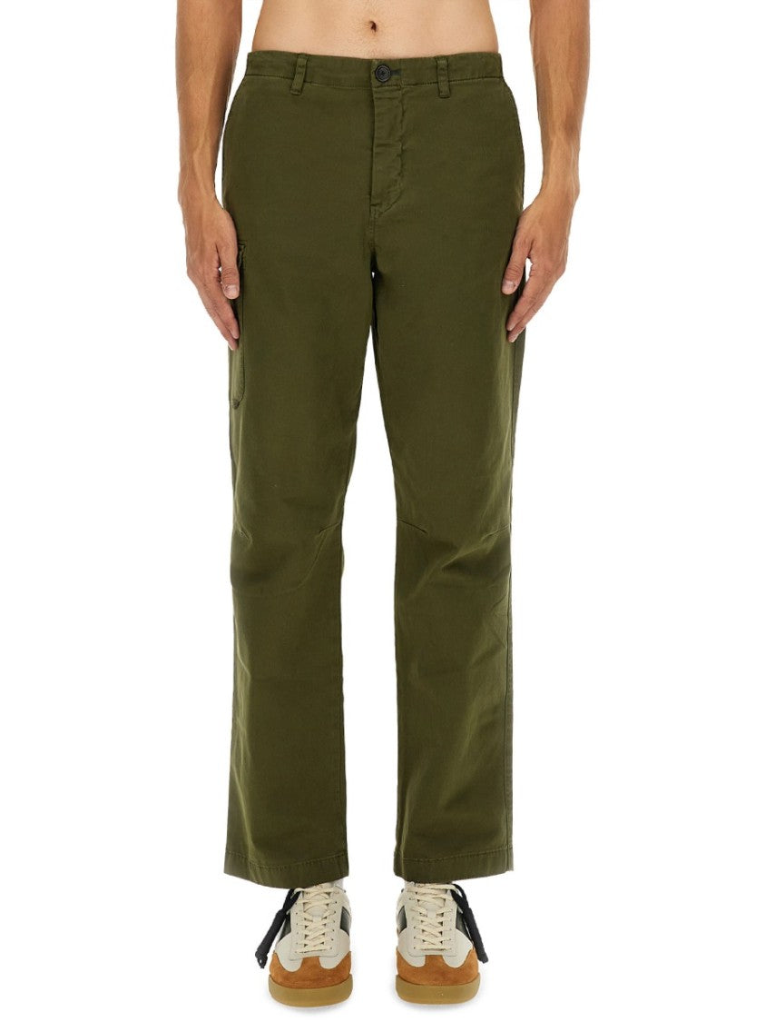 Ps Paul Smith Straight-Leg Olive Green Cargo Pants With Mid-Rise Waist