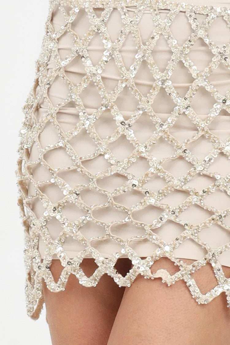 Patrizia Pepe Mini Sequin Skirt Underskirt - Gold