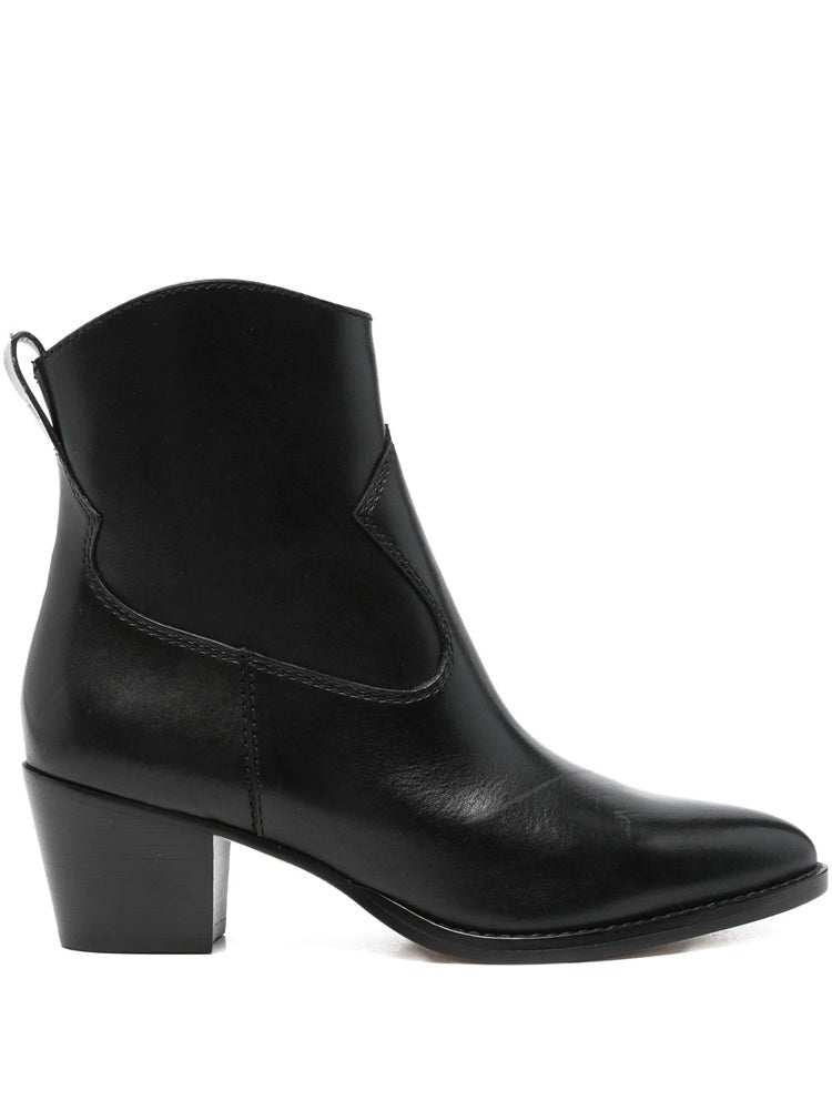 Lauren Ralph Lauren Black Pointed-Toe Leather Ankle Boots