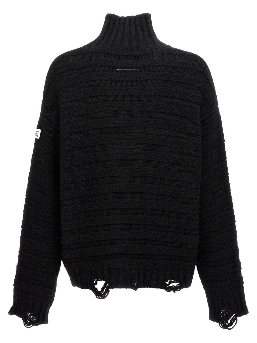 Mm6 By Maison Margiela Destroyed Ribbed Sweater