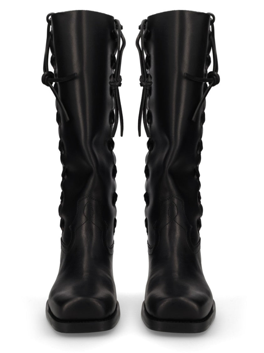 Paris Texas Neutrals Roxanne Outer Lace-Up Leather Boots