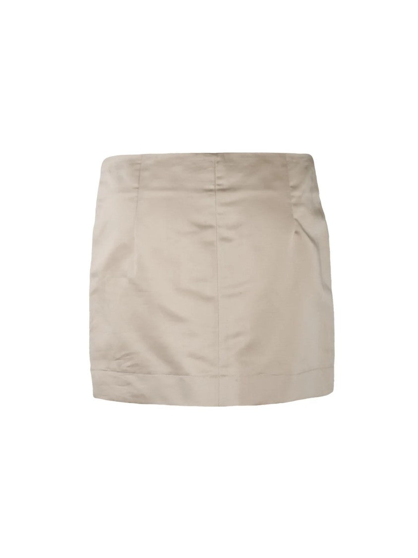 Grifoni Beige Linen Cotton Women Mini Skirt