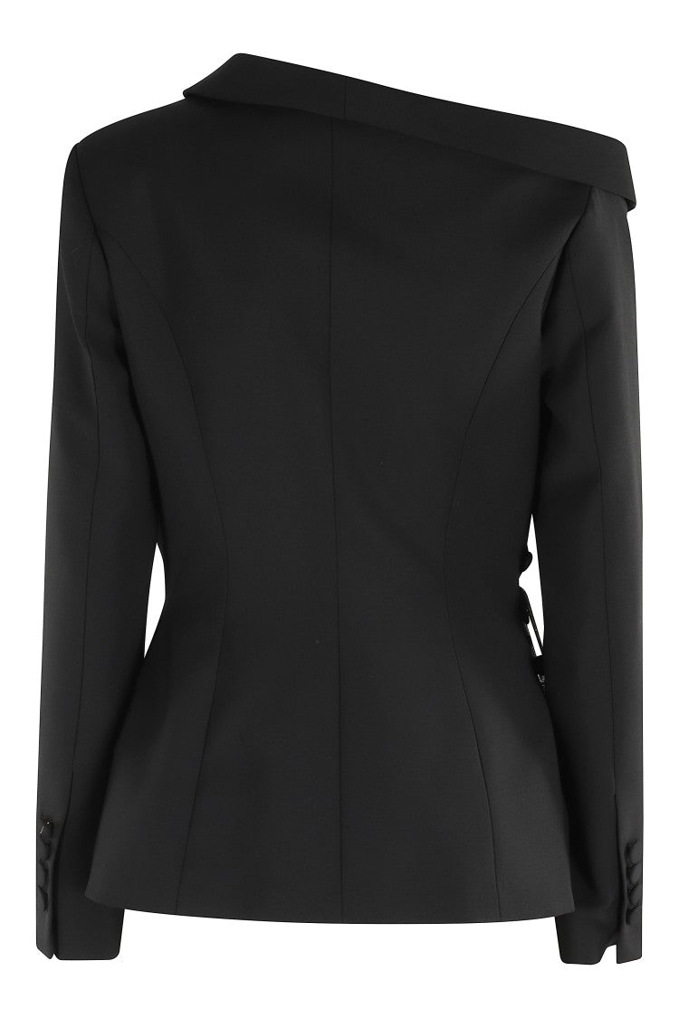 Giuseppe Di Morabito Asymmetrical Black Blazer With Rhinestone Pin
