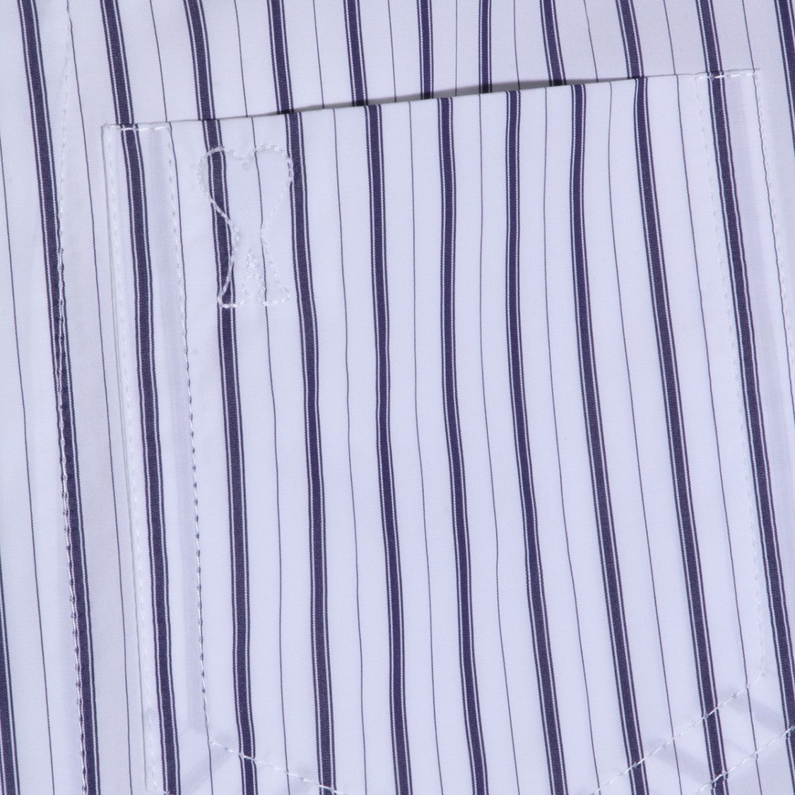 Ami Paris White And Blue Striped Cotton Shirt