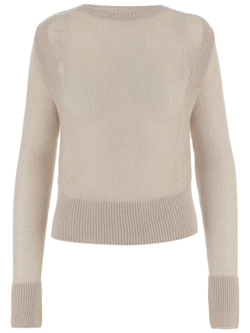 Sa Su Phi Beige Cashmere Sweater With Ribbed Details