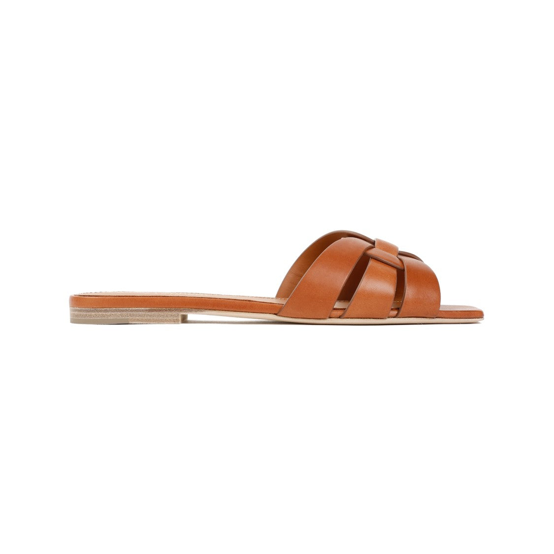 Saint Laurent Brown Leather Tribute Flats