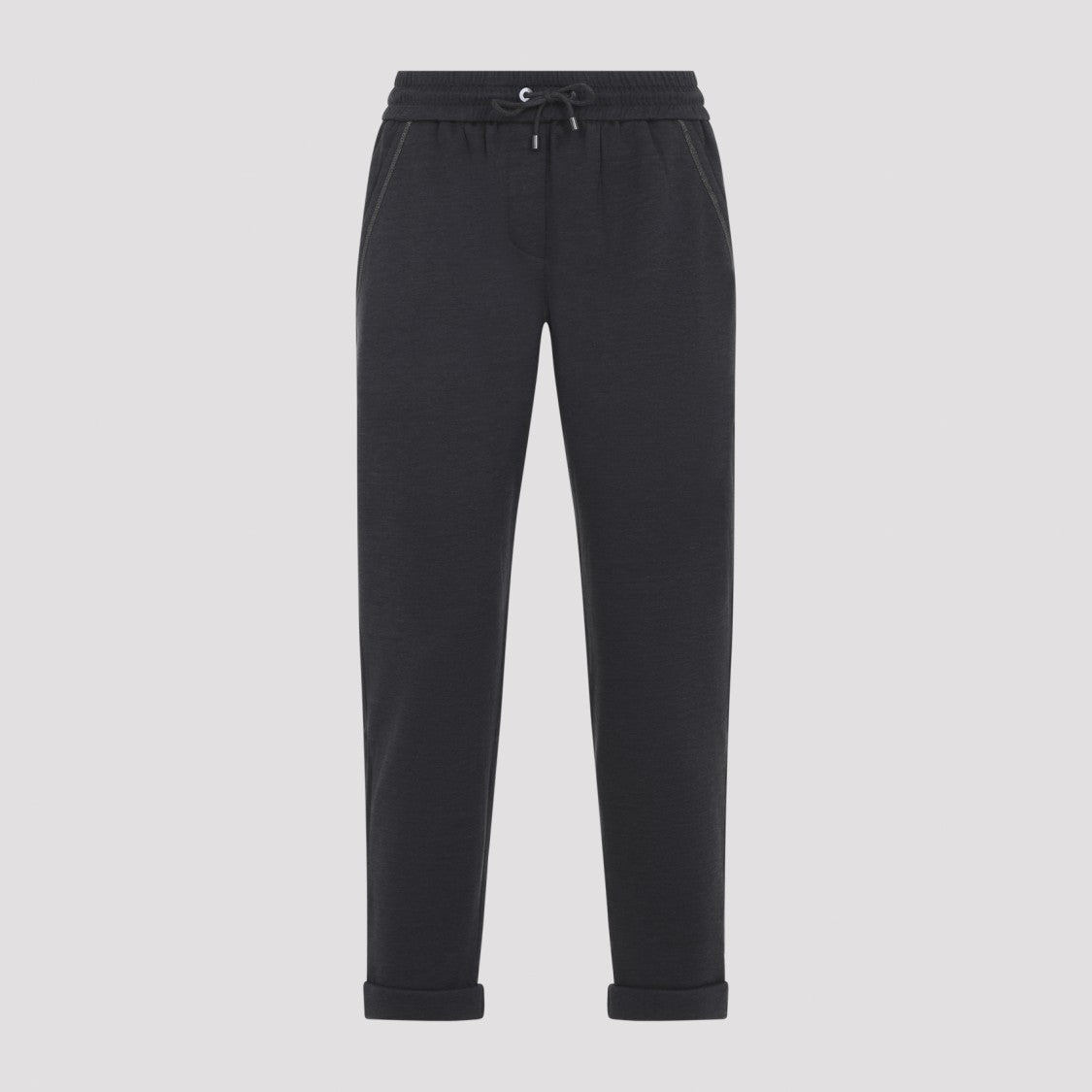 Brunello Cucinelli Cropped Black Track Pants