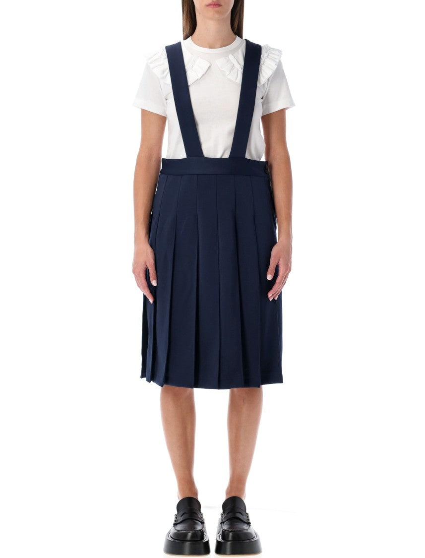 Comme Des Garçons Midi Salopette With Pleated Skirt
