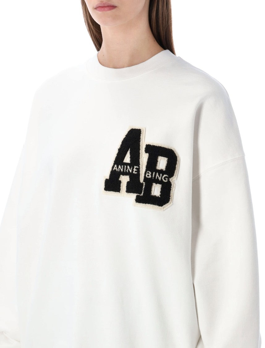 Anine Bing Miles Oversized Letterman Off-White Sweatshirt