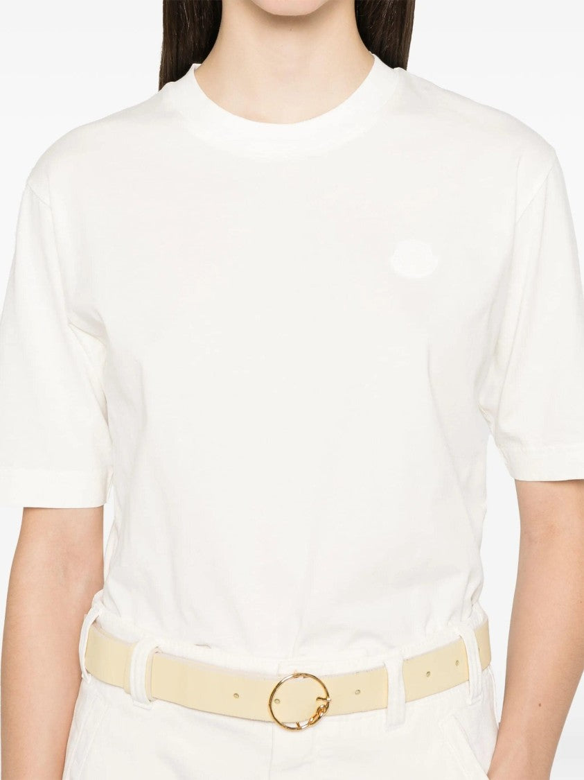 Moncler White Classic Crew Neck Relaxed Cotton T-Shirt