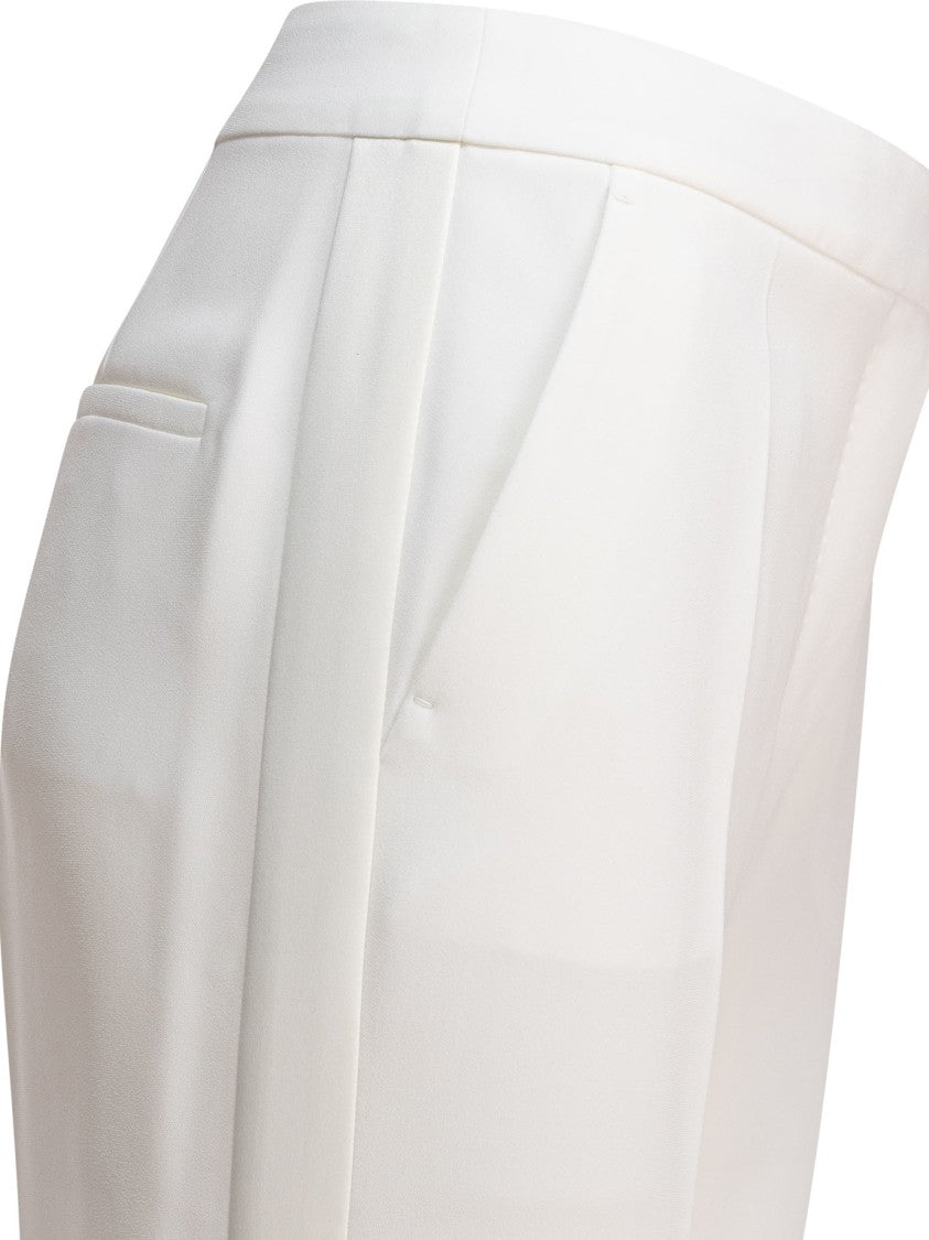 Max Mara Tailored White Trousers With Smooth Finish