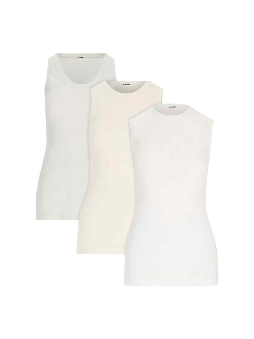 Jil Sander Tank Top Set Of 3 – White & Cream