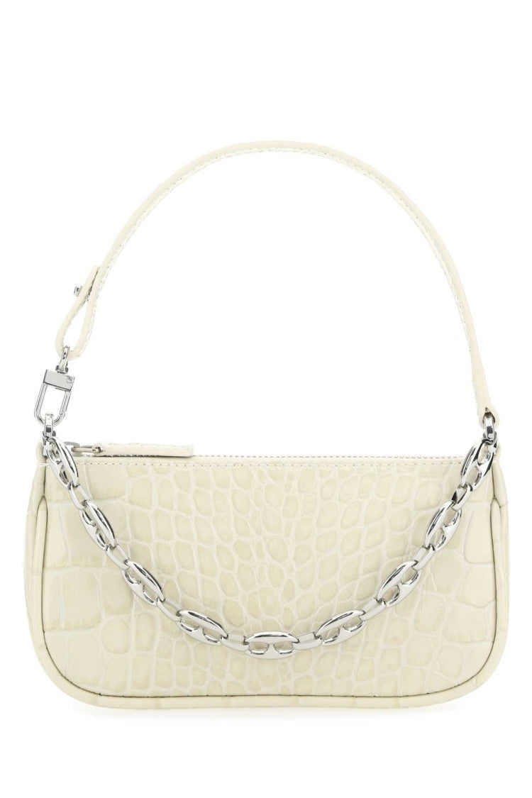 By Far Ivory Leather Mini Rachel Handbag