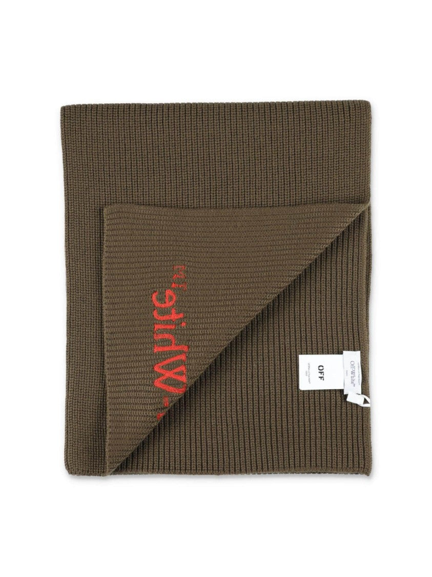 Off-White Bookish Logo Knit Wool Scarf