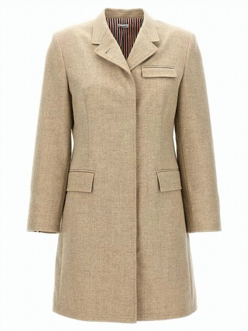 Thom Browne Tailored Coat With Structured Collar And Concealed Closure