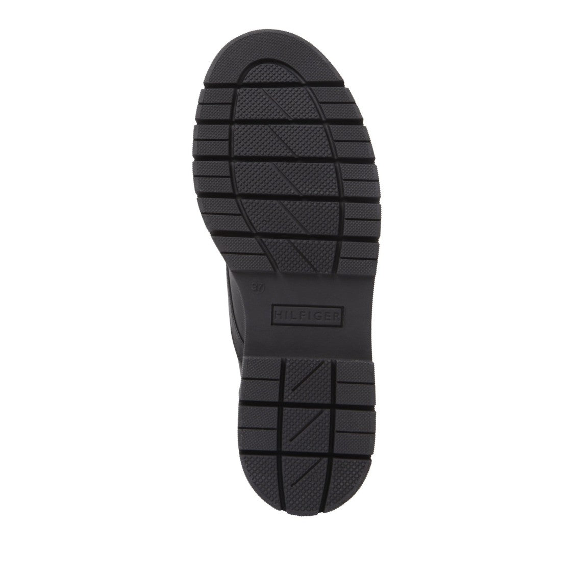 Tommy Hilfiger Black Cleated Lace-Up Padded Collar Leather Boots