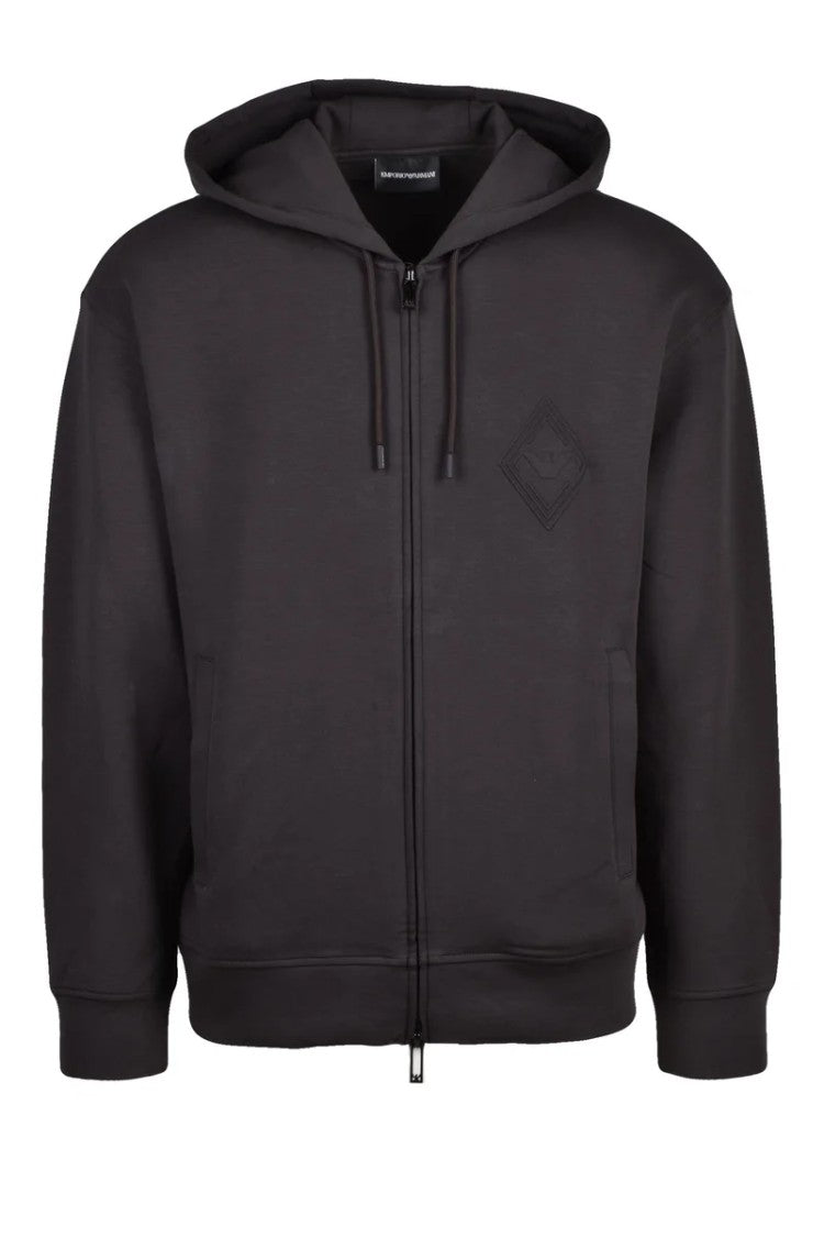 Emporio Armani Zip Hoodie Cotton Stretch - Grey