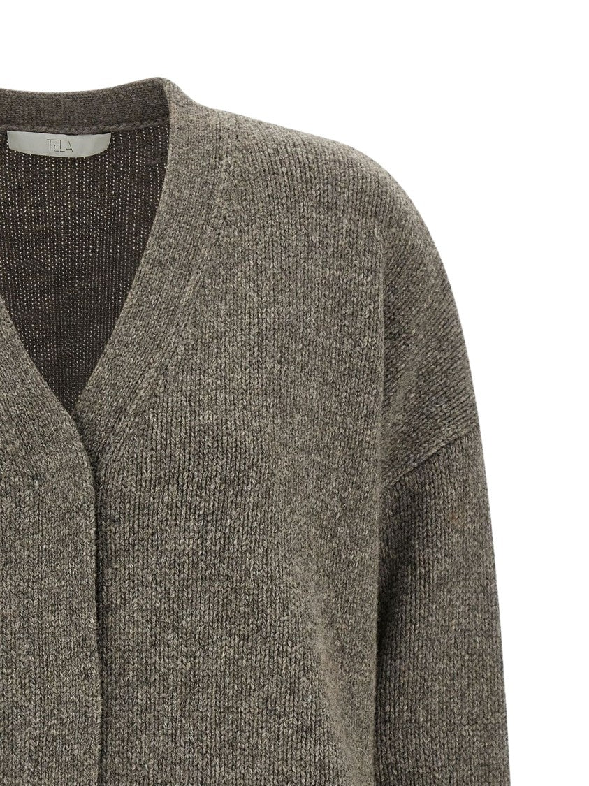 Tela Relaxed Fit Deep V-Neck Cardigan With Dip-Dye Finish