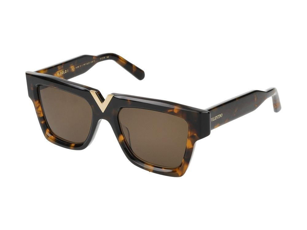 Valentino Gold Oversized Square Sunglasses