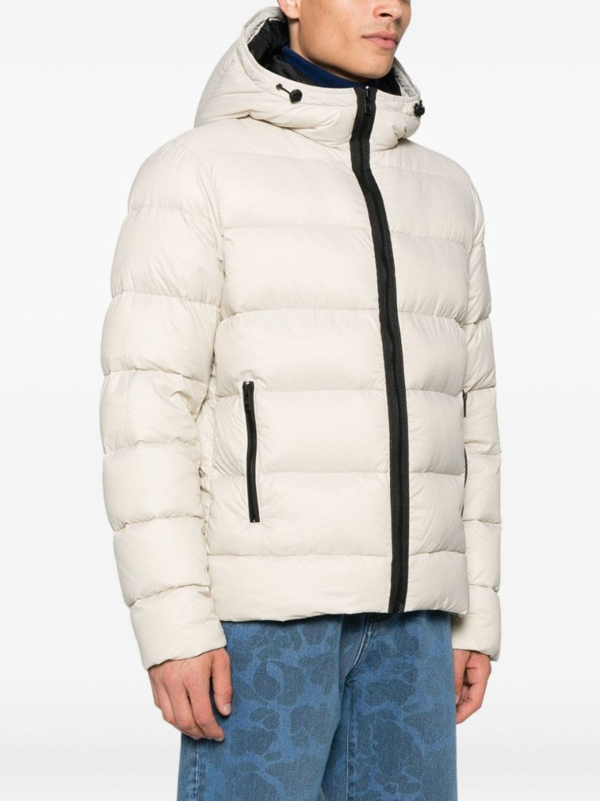 Fay Quilted Beige Jacket With Adjustable Hood