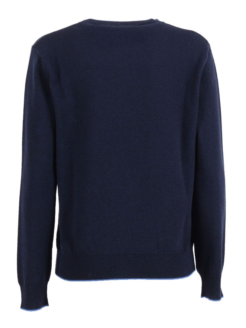 Kangra Cashmere Crew Neck Contrast Trim Sweater
