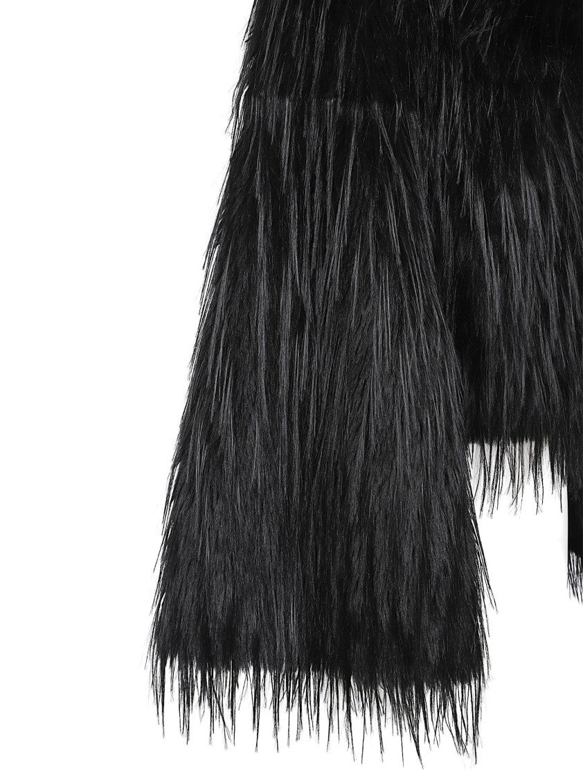 Pinko Cropped Peacoat-Style Jacket In Soft Fur-Effect Fabric