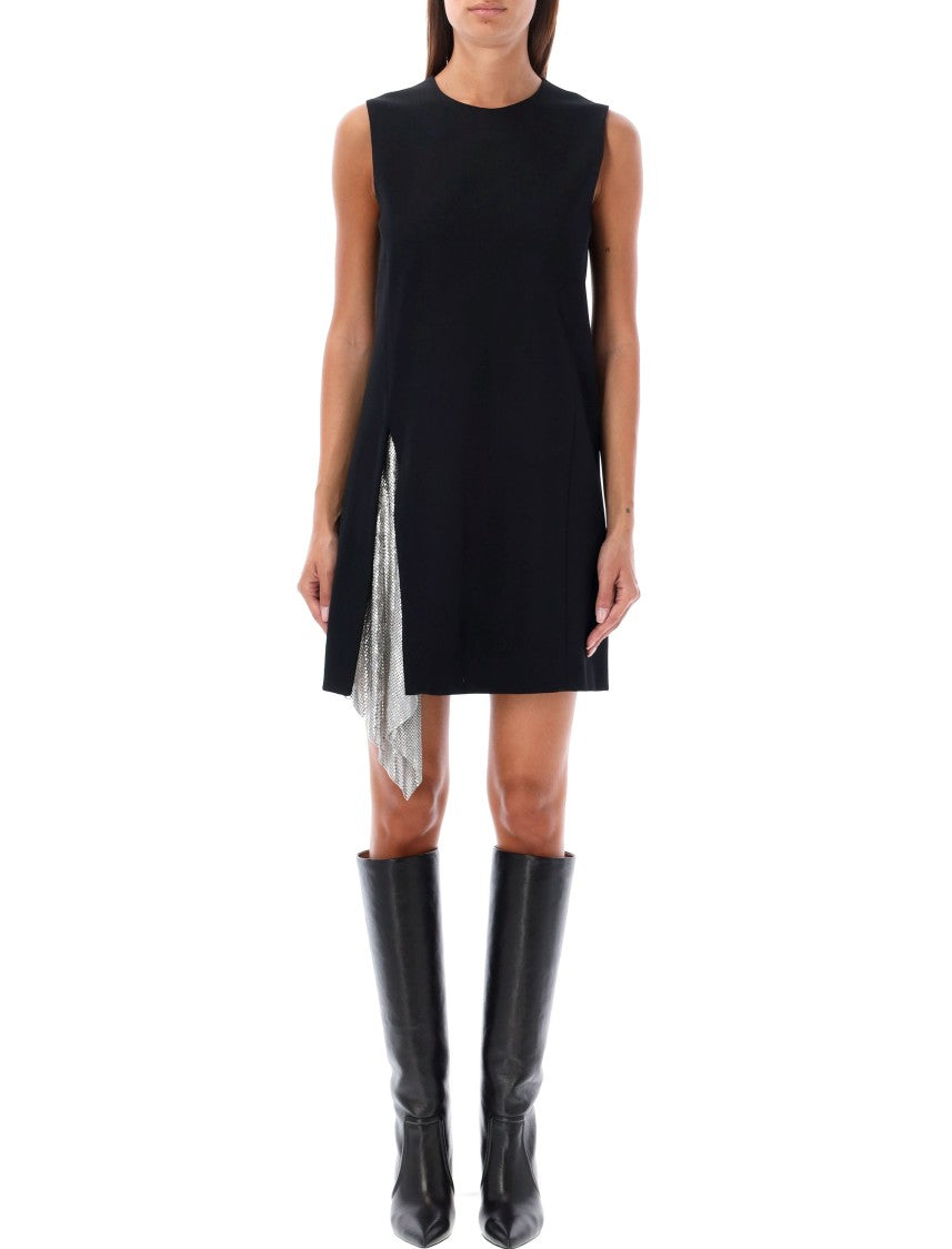 Versace Metal Mesh Insert Shift Mini Dress