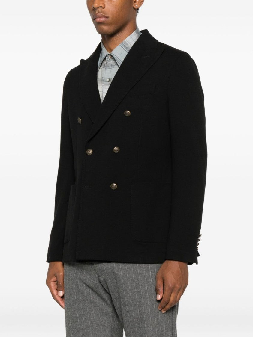 Circolo 1901 Black Double-Breasted Jacket With Structured Silhouette And Metallic Buttons
